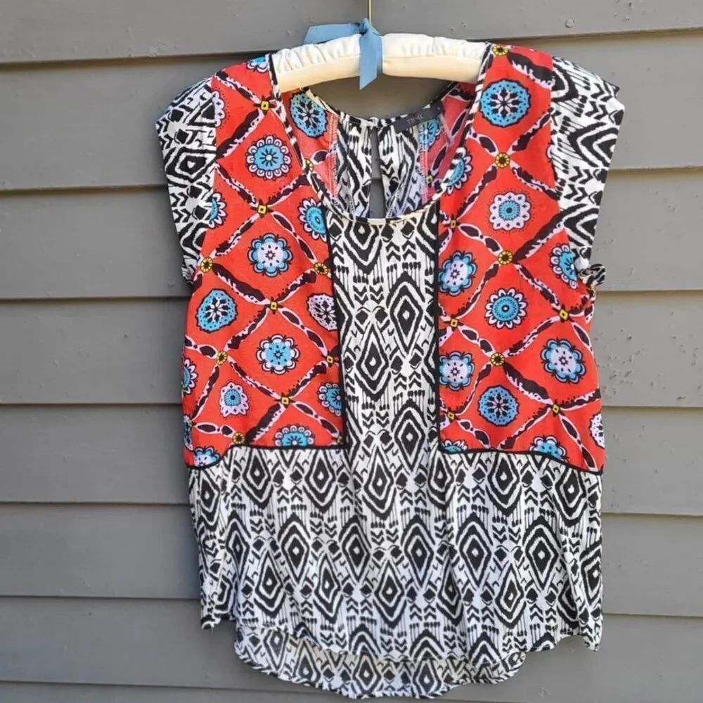 THML Red Black Blue Sleeveless Top Size Medium